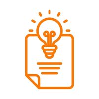 Eine orangefarbene Glühbirne, die eine Idee symbolisiert.